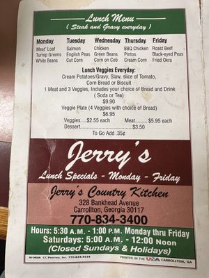 Menu photo 4 Jerry's Country Kitchen Carrollton, GA Menu photo 4 Jerry's Country Kitchen Carrollton, GA