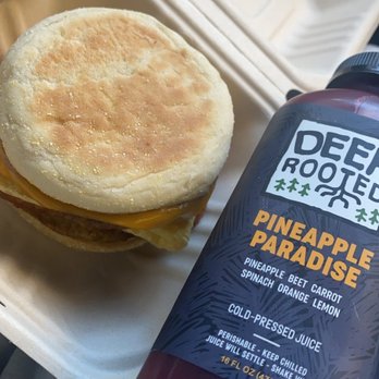 Deep Rooted Juice - an english muffin and a bottle of deep rooted juice - Juice Bars & Smoothies Near Me - San Diego, California Deep Rooted Juice - an english muffin and a bottle of deep rooted juice - Juice Bars & Smoothies Near Me - San Diego, California