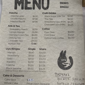 UYU cafe - Menu - Cafes Near Me - Lake Forest, California