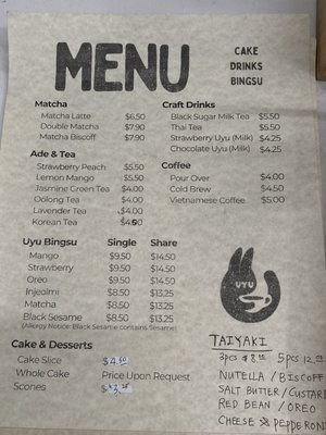 Menu photo 1 UYU cafe Lake Forest, CA