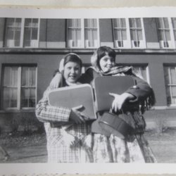 Vanderpoel Humanities Academy John H. - Me (left) with my friend Mary in front of Vanderpoel, 7th grade.