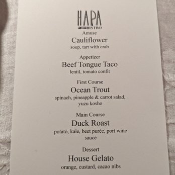 Hapa Bistro - Menu for 1/18 - French Near Me - San Bruno, California Hapa Bistro - Menu for 1/18 - French Near Me - San Bruno, California