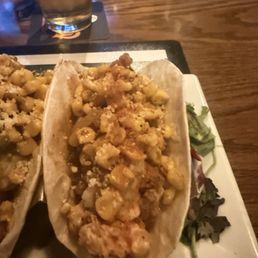 This was a chicken tender taco with mashed potatoes, corn and gravy. It was so good. This was a chicken tender taco with mashed potatoes, corn and gravy. It was so good.
