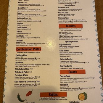 Cocorenos - Menu (back) - Mexican Near Me - Long Beach, California Cocorenos - Menu (back) - Mexican Near Me - Long Beach, California