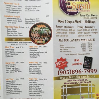 Kanda Sushi Japanese Buffet - Take out menu - Japanese Near Me - Mississauga, Ontario