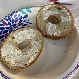 This is my bagel with cream cheese. Clearly the bagel is lacking cream cheese.