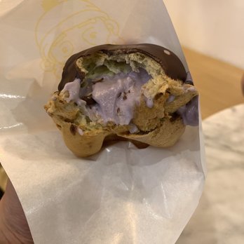 Beard Papa's - Chocolate clair Puffs with ube filling - Desserts Near Me - Rancho Cucamonga, California