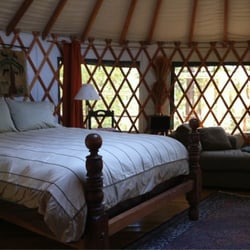 A yurt in the woods
