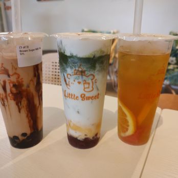 Little Sweet - Brown sugar tea with brow sugar boba, red bean matcha milk, mixed fruit tea - Bubble Tea Near Me - Honolulu, Hawaii