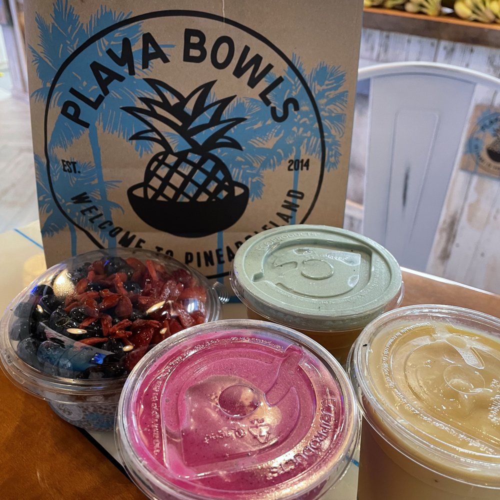 Playa Bowls - Green - Booster Smoothie Pink - Pink Pitaya Smoothie Yellow - Aloha Smoothie - Juice Bars & Smoothies Near Me - Davie, Florida Playa Bowls - Green - Booster Smoothie Pink - Pink Pitaya Smoothie Yellow - Aloha Smoothie - Juice Bars & Smoothies Near Me - Davie, Florida