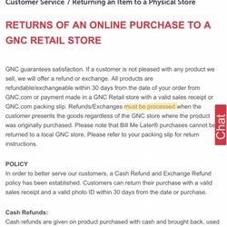 GNC - The would take my return when online it says they MUST!