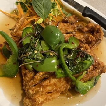 Thai Villa - Soft Shelled Crab w/ Chili and Garlic sauce (side of white rice) - Thai Near Me - Raleigh, North Carolina