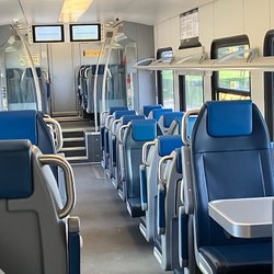 Dallas Area Rapid Transit - Interior of Silver Line car.