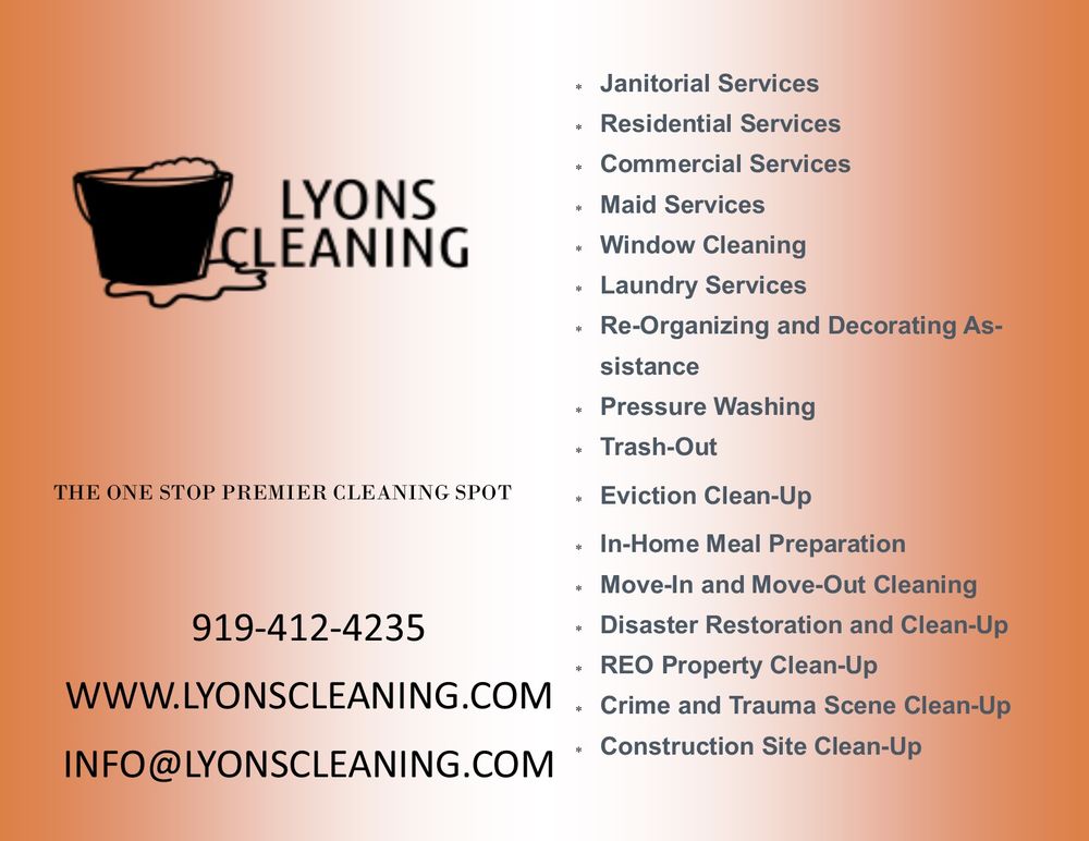 LYONS CLEANING Request a Quote Raleigh, North Carolina Home