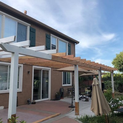 Patio Cover Construction - We constructed this patio cover from start to finish. For carpentry, construction, and painting, give us a call!