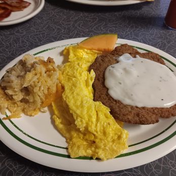 Wesner's Grill - Chicken fried steak, scrambled eggs, and potato casserole.  To die for! - American Near Me - Rogers, Arkansas