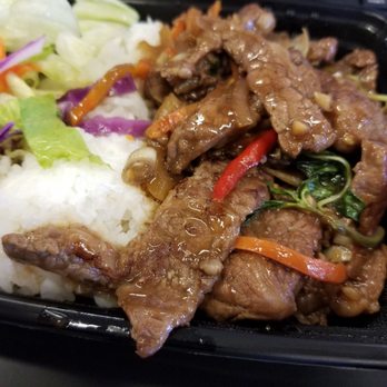 Street Cook - Thai Basil Steak with White Rice - Steakhouses Near Me - New York, New York Street Cook - Thai Basil Steak with White Rice - Steakhouses Near Me - New York, New York