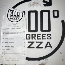 800 Degrees Pizza - 800 degrees pizza box w itemized receipt