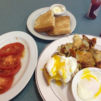 Jamms Restaurant - Poached eggs, home fries, sourdough toast, grilled tomatoes - Breakfast & Brunch Near Me - Las Vegas, Nevada
