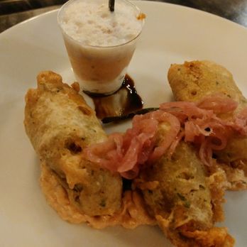 Peperoncino - Zucchini florets files with anchovies, cappers, olives and raisins served with a Salmon mousse and ricotta - Italian Near Me - Orlando, Florida