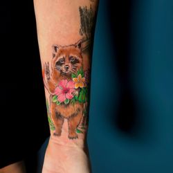 Bloody Point Tattoo - Loving Raccoon in Color Tattoo By Kenia