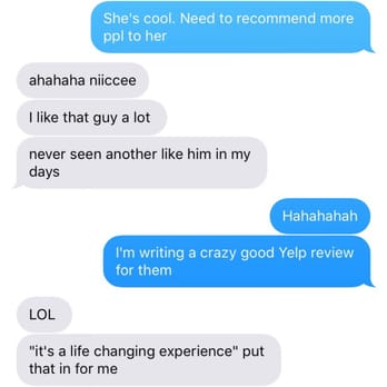 Jackie Hair Salon - Last time I brought my friend Pris, and she also has never seen a stylist like him before. This was our text convo today LOL. - Hair Stylists Near Me - Ridgefield, New Jersey