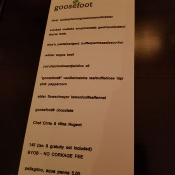 Goosefoot - Menu - New American Near Me - Chicago, Illinois