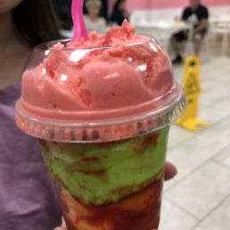 Mangonada with lime, strawberry and watermelon sherbet Mangonada with lime, strawberry and watermelon sherbet
