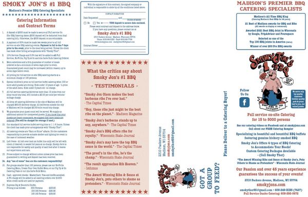 Menu photo 2 Smoky Jon's #1 BBQ Madison, WI Menu photo 2 Smoky Jon's #1 BBQ Madison, WI