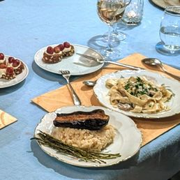 Eggplant Steak over Risotto Pappardelle mushroom pasta Eggplant Steak over Risotto Pappardelle mushroom pasta