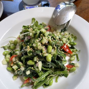 Iyasare - Ohitashi-spinach, edamame, asst. veg, w/sweet sesame-miso dressing - Japanese Near Me - Berkeley, California Iyasare - Ohitashi-spinach, edamame, asst. veg, w/sweet sesame-miso dressing - Japanese Near Me - Berkeley, California