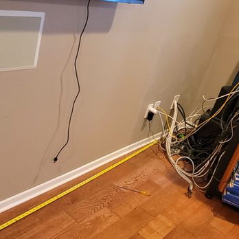 U Tech - Before: ugly wires and cluttered. Living room - Security Systems Near Me