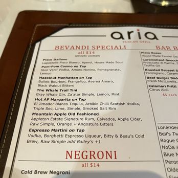 Aria - Their creative martini menu - Italian Near Me - Charlotte, North Carolina Aria - Their creative martini menu - Italian Near Me - Charlotte, North Carolina