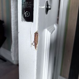 Broken bathroom door.