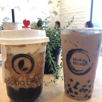 Boba Bliss - L - R: Creme Brûlée Pearl Latte and Vietnamese Drip Coffee - Bubble Tea Near Me - Dublin, California