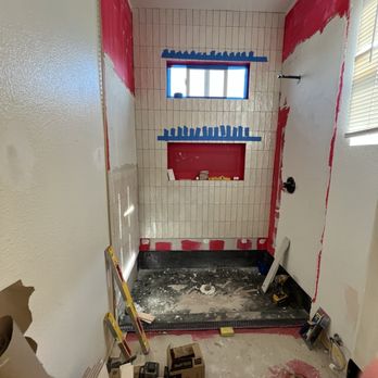 Ram Construction - Tile work after waterproofing. - General Contractors Near Me - El Cajon, California