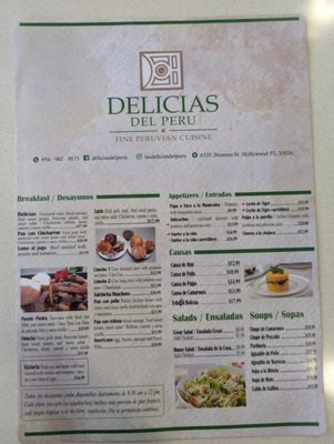 Menu photo 1 Delicias Del Peru Hollywood, FL