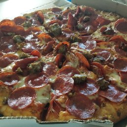 Large double pepperoni and sausage pizza