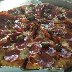 Large double pepperoni and sausage pizza