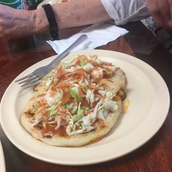 Belen Pupuseria - Cheese & adobo pork topped with salad and sauce. - Salvadoran Near Me - Auburn, Washington Belen Pupuseria - Cheese & adobo pork topped with salad and sauce. - Salvadoran Near Me - Auburn, Washington