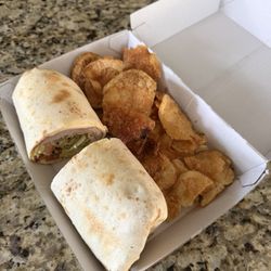 Wrap City Sandwiches - Warrior wrap with a light side of chips