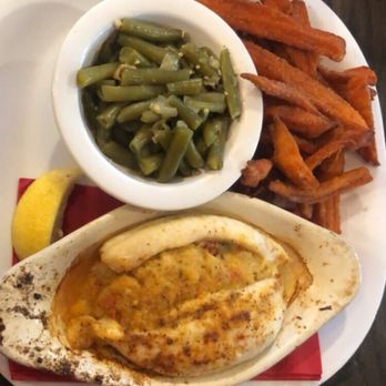 Crabby's Dockside - Green beans, flounder stuffed with crab, and sweet potato fries - Seafood Near Me - Clearwater Beach, Florida Crabby's Dockside - Green beans, flounder stuffed with crab, and sweet potato fries - Seafood Near Me - Clearwater Beach, Florida