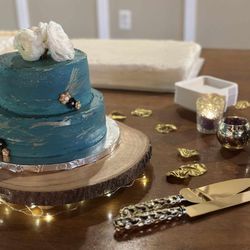 Sugarmama's Baking LLC - Small tiered cake and two sheet cakes.