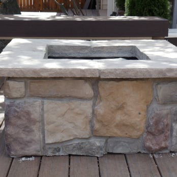 42 Square Stone Fire Pit With Natural Field Stone Veneer