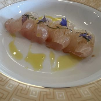 Cured Fish Bar - Halibut was delicate and perfectly arranged with edible flowers and tasty olive oil. - Japanese Near Me - Livermore, California Cured Fish Bar - Halibut was delicate and perfectly arranged with edible flowers and tasty olive oil. - Japanese Near Me - Livermore, California
