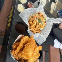 Fish and chips. Fish tacos. Fish and chips. Fish tacos.