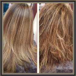 Creative Hair By Jackie - Picture of my hair before & after keratin treatment.