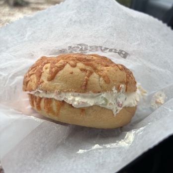 Baygulls Bakery - Asiago Bagel with veggie smear - Bagels Near Me - Tampa, Florida