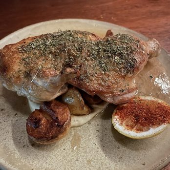 Squable - roast CHICKEN and potatoes, lemon aioli, herbed schmaltz - Modern European Near Me - Houston, Texas