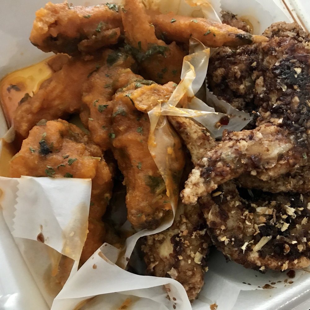 KEEKS Eggrolls & Wings - Sriracha (left) & soy garlic (right) jumbo wings - Asian Fusion Near Me - Keller, Texas KEEKS Eggrolls & Wings - Sriracha (left) & soy garlic (right) jumbo wings - Asian Fusion Near Me - Keller, Texas